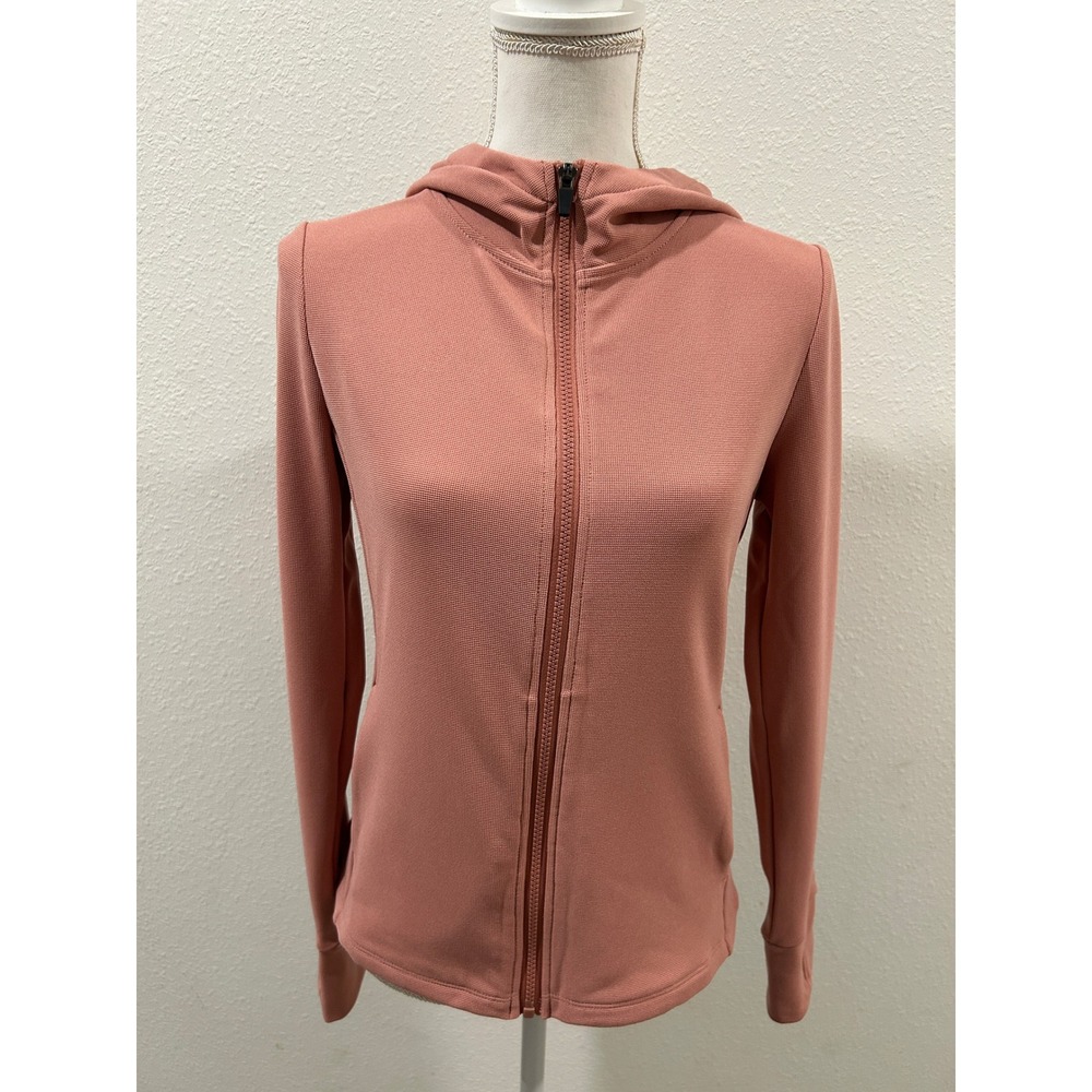 Halara Womens XS Full Zip Hoodie Dusty Rose Pink Long Sleeve Thumbholes NWT